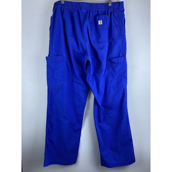 Blue Carhartt Sz L Pockets Elastic Waist Comfort Wide Leg Pants - Picture 3 of 10